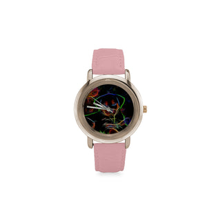 Rottweiler Glow Design 3 Women's Rose Gold Leather Strap Watch - TeeAmazing