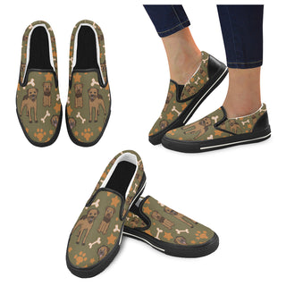 Border Terrier Pattern Black Women's Slip-on Canvas Shoes/Large Size (Model 019) - TeeAmazing