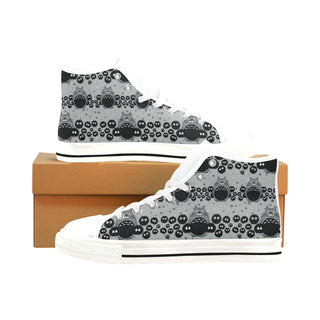 Totoro Pattern White Men’s Classic High Top Canvas Shoes /Large Size - TeeAmazing