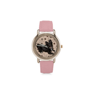 Schip-A-Pom Dog Women's Rose Gold Leather Strap Watch - TeeAmazing