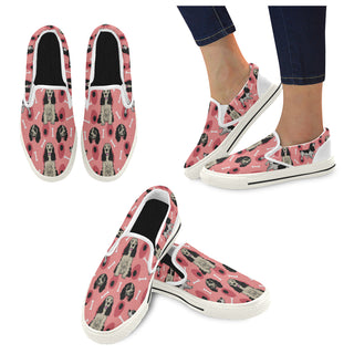 English Springer Spaniels White Women's Slip-on Canvas Shoes/Large Size (Model 019) - TeeAmazing
