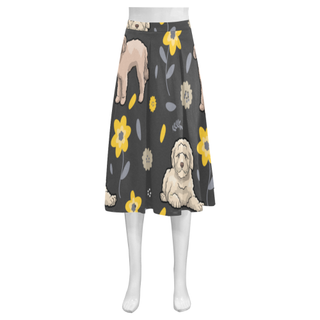 Goldendoodle Flower Mnemosyne Women's Crepe Skirt (Model D16) - TeeAmazing