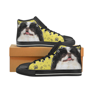 Japanese Chin Dog Black High Top Canvas Shoes for Kid - TeeAmazing