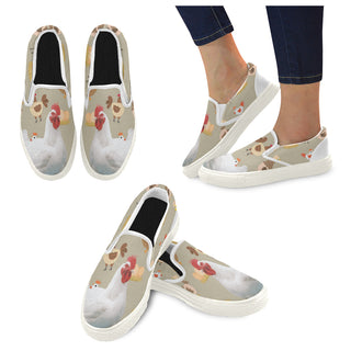 Chicken Lover White Women's Slip-on Canvas Shoes - TeeAmazing