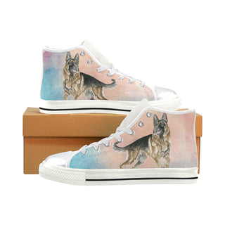 German Shepherd Water Colour No.1 White High Top Canvas Shoes for Kid - TeeAmazing