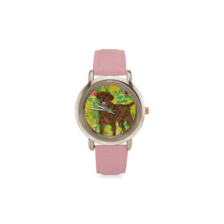 Chocolate Lab Women's Rose Gold Leather Strap Watch - TeeAmazing