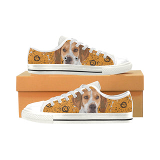 Coonhound White Low Top Canvas Shoes for Kid - TeeAmazing