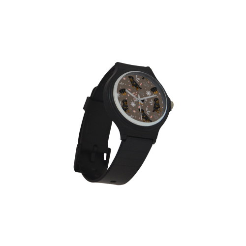 Rottweiler Flower Unisex Round Plastic Watch(Model 302) - TeeAmazing