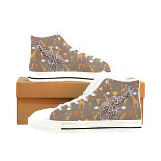 Giraffe White Men’s Classic High Top Canvas Shoes /Large Size - TeeAmazing