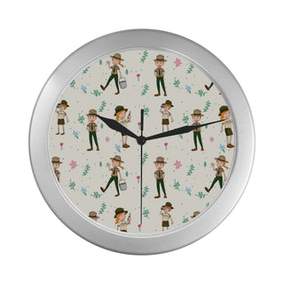 Zoo Keeper Pattern Silver Color Wall Clock - TeeAmazing