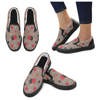 Ping Pong Pattern Black Women's Slip-on Canvas Shoes - TeeAmazing