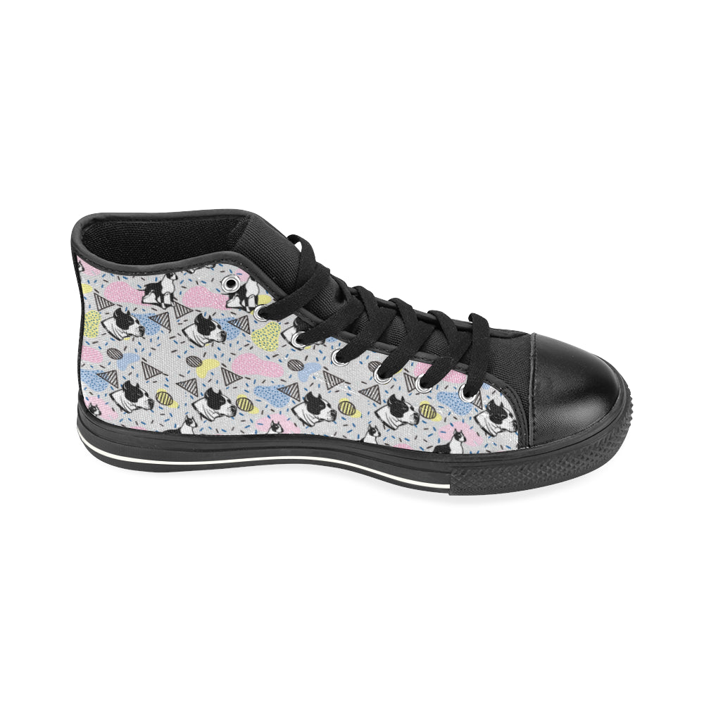 American Staffordshire Terrier Pattern Black High Top Canvas Shoes for Kid - TeeAmazing