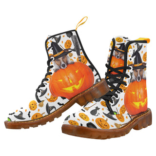 Jack Russell Halloween Black Boots For Women - TeeAmazing