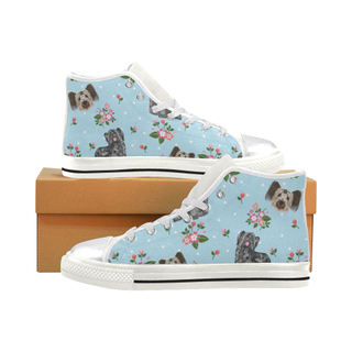 Skye Terrier Flower White Women's Classic High Top Canvas Shoes - TeeAmazing