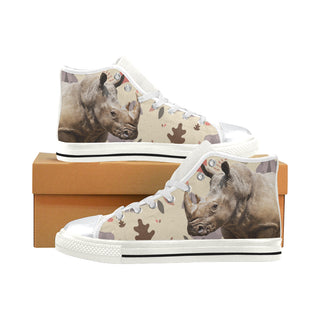 Rhino White High Top Canvas Women's Shoes/Large Size - TeeAmazing