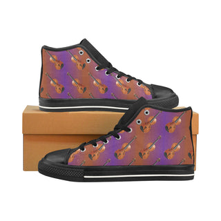 Violin Pattern Black Men’s Classic High Top Canvas Shoes /Large Size - TeeAmazing