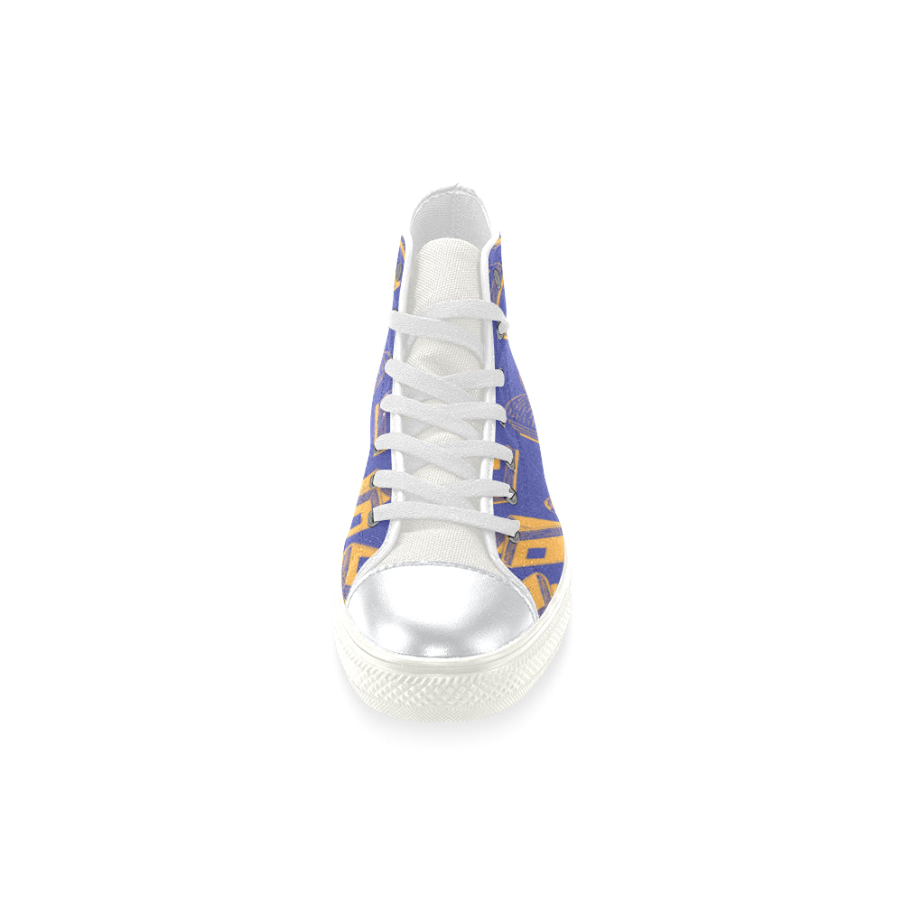 Book Pattern White High Top Canvas Women's Shoes/Large Size - TeeAmazing