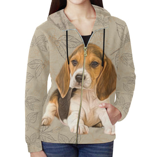 Beagle Lover All Over Print Full Zip Hoodie for Women - TeeAmazing