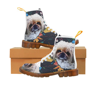 Pekingese White Boots For Women - TeeAmazing