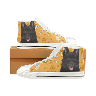 Schipperke Dog White High Top Canvas Women's Shoes/Large Size - TeeAmazing