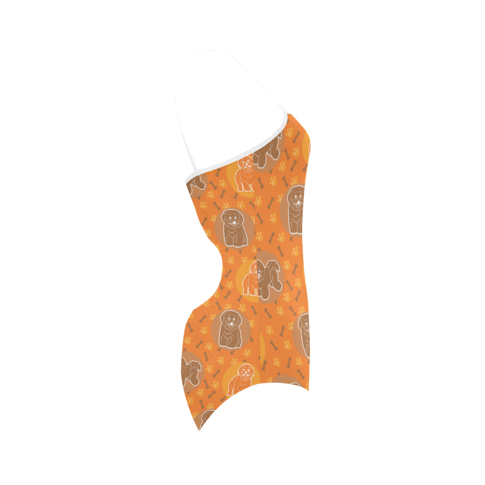 Bichon Frise Pattern Strap Swimsuit - TeeAmazing