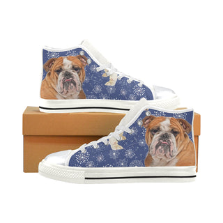 English Bulldog Lover White High Top Canvas Shoes for Kid - TeeAmazing