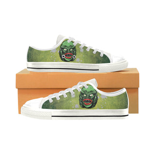 Creature on black lagoon White Low Top Canvas Shoes for Kid - TeeAmazing