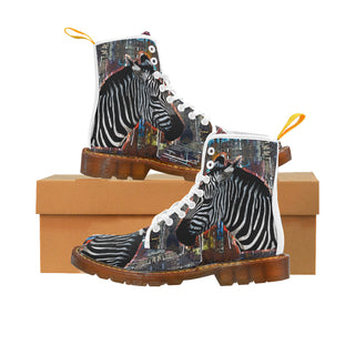 zebra White Boots For Women - TeeAmazing