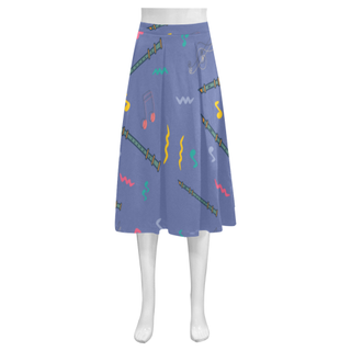 Recorder Pattern Mnemosyne Women's Crepe Skirt (Model D16) - TeeAmazing