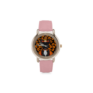 French Bulldog Halloweeen Women's Rose Gold Leather Strap Watch - TeeAmazing