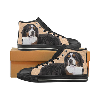 Bernese Mountain Black High Top Canvas Women's Shoes/Large Size - TeeAmazing