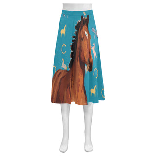 Horse Mnemosyne Women's Crepe Skirt (Model D16) - TeeAmazing