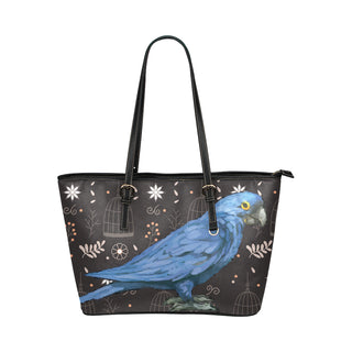 Hyacinth Macaw Parrot Leather Tote Bag/Small - TeeAmazing