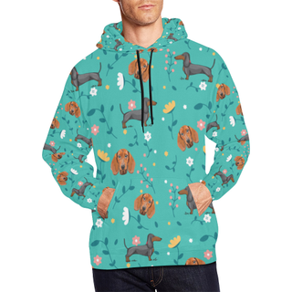 Dachshund Flower All Over Print Hoodie for Men (USA Size) (Model H13) - TeeAmazing