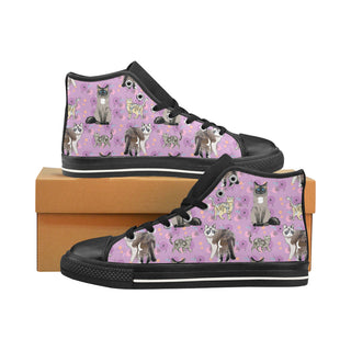 Balinese Cat Black Men’s Classic High Top Canvas Shoes /Large Size - TeeAmazing
