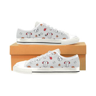 Baseball Pattern White Low Top Canvas Shoes for Kid - TeeAmazing