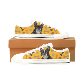 Boston Terrier White Men's Classic Canvas Shoes/Large Size - TeeAmazing