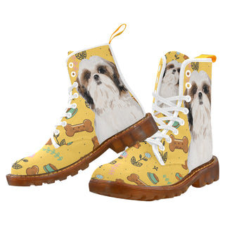 Shih Tzu Dog White Boots For Men - TeeAmazing