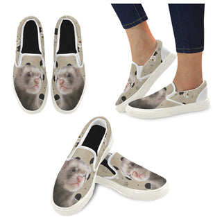 Ferret White Women's Slip-on Canvas Shoes - TeeAmazing