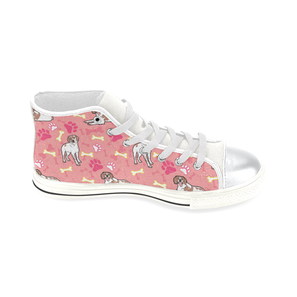 Brittany Spaniel Pattern White High Top Canvas Women's Shoes/Large Size - TeeAmazing