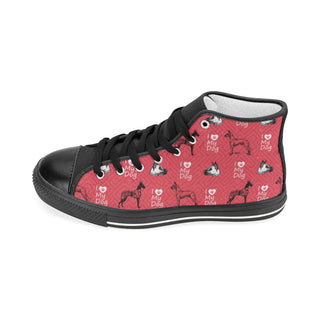 Great Dane Pattern Black Men’s Classic High Top Canvas Shoes - TeeAmazing