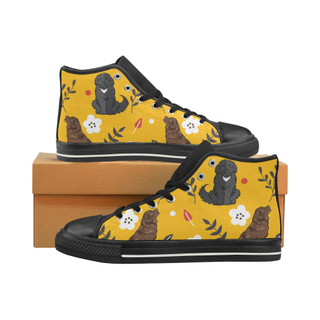 Newfoundland Flower Black High Top Canvas Shoes for Kid (Model 017) - TeeAmazing