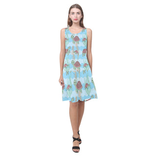 Turtle Sleeveless Splicing Shift Dress - TeeAmazing