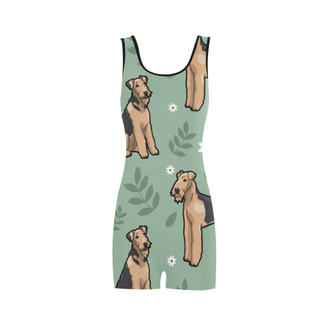 Airedale Terrier Flower Classic One Piece Swimwear (Model S03) - TeeAmazing