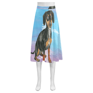 Dachshund Water Colour No.1 Mnemosyne Women's Crepe Skirt (Model D16) - TeeAmazing