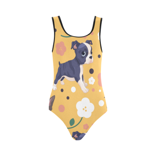 Boston Terrier Flower Vest One Piece Swimsuit (Model S04) - TeeAmazing