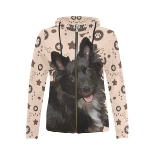 Schip-A-Pom Dog All Over Print Full Zip Hoodie for Women - TeeAmazing