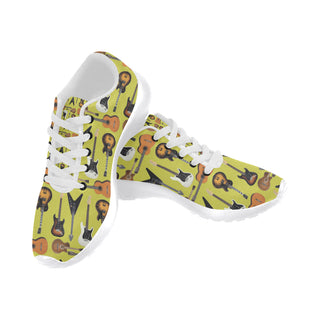 Guitar Pattern White Sneakers Size 13-15 for Men - TeeAmazing