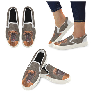 Boxer Lover White Women's Slip-on Canvas Shoes - TeeAmazing