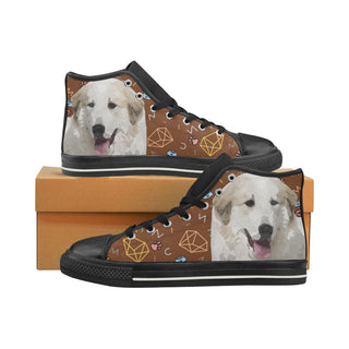 Great Pyrenees Dog Black High Top Canvas Women's Shoes/Large Size - TeeAmazing